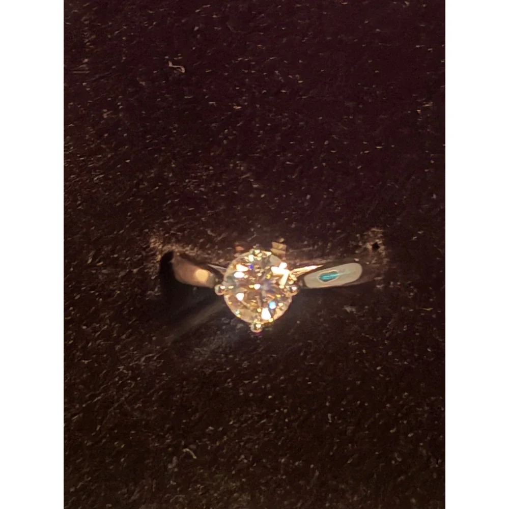 Genuine .8CT Moissanite Solitaire Ring S925 Sterling Silver Size 9.5